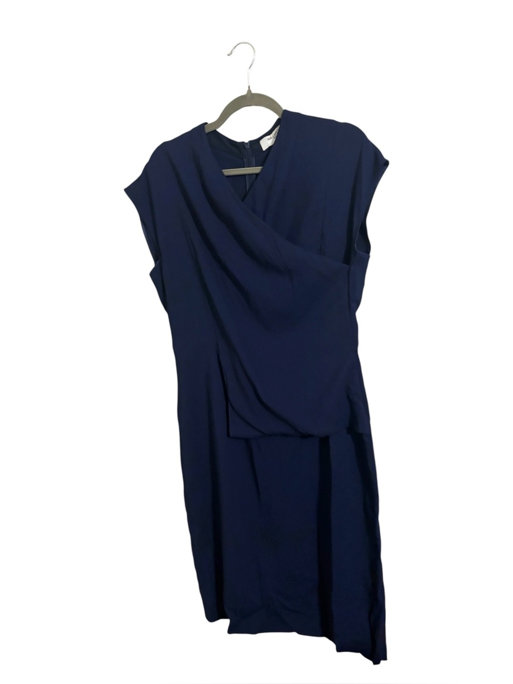 Mm Lafleur Navy Blue Faux Wrap Style Dress Size 12